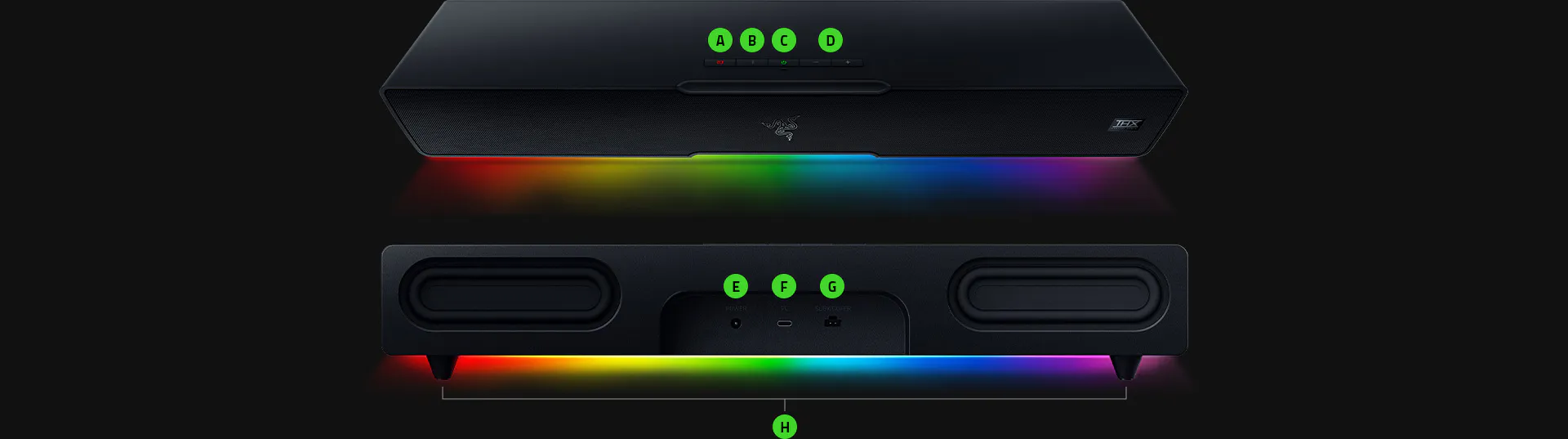 マルチドライバー PC サウンドバーとサブウーファー - Razer Leviathan