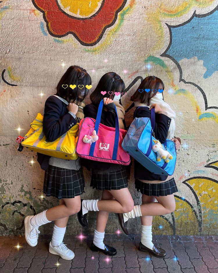 旧ワッペ ワールドペガサス スクバ スクールバッグ 限定色 ピンク 黒