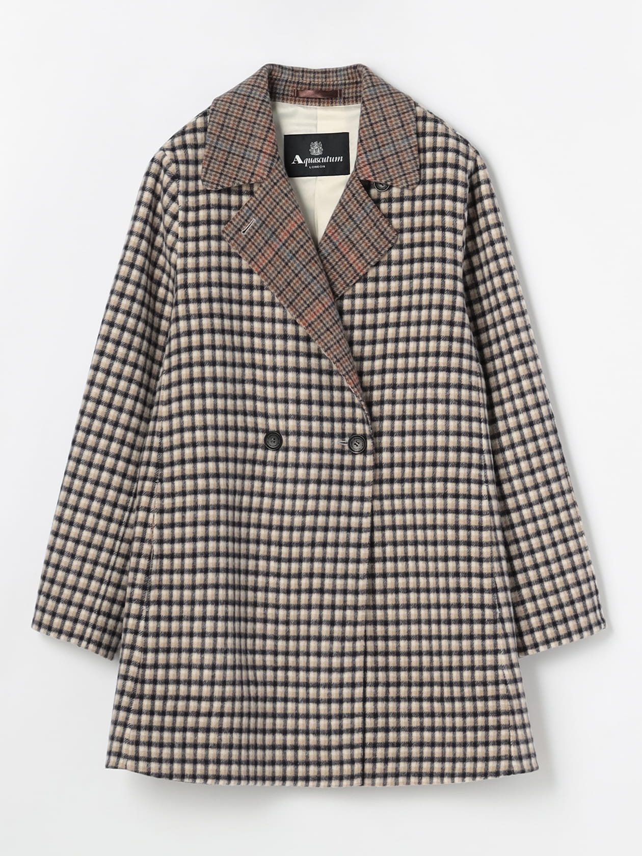 チェックダブルフェイス ショートコート