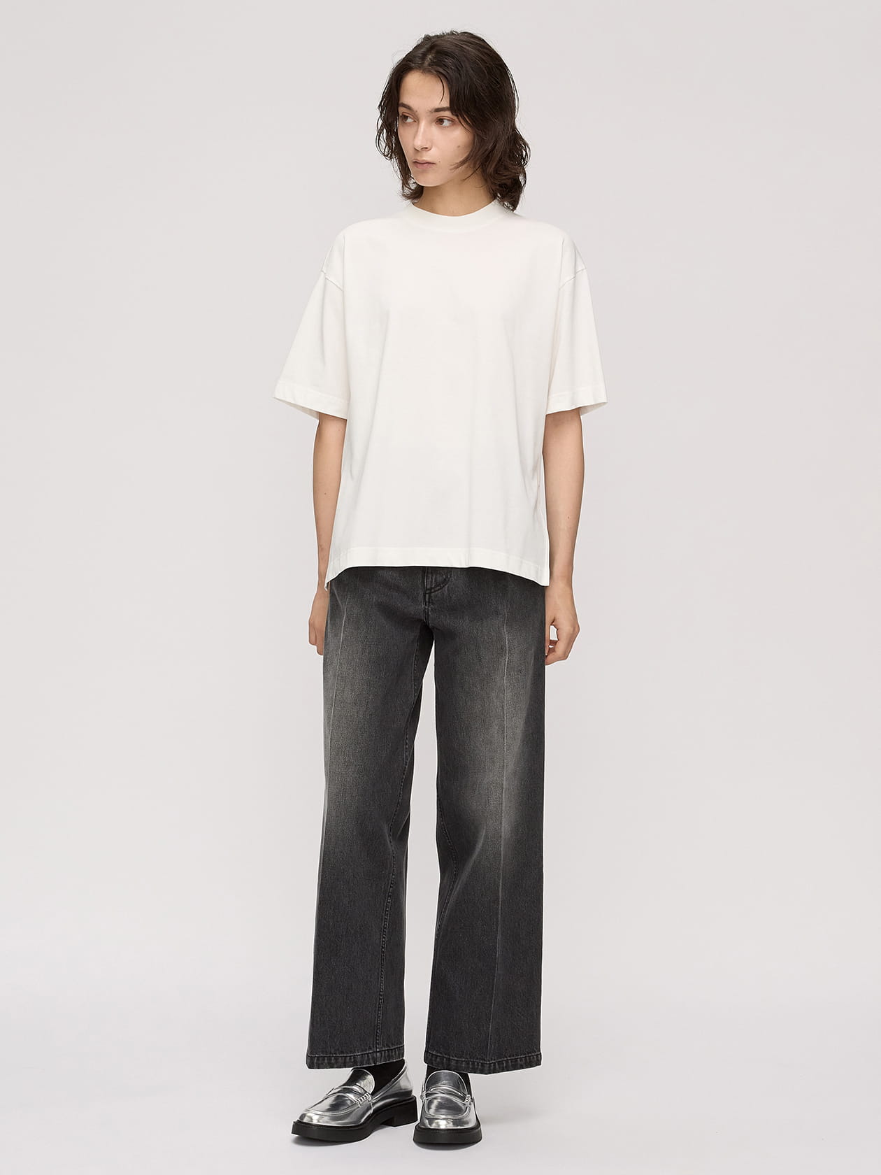 Cure オーバーサイズTシャツ メッシュオーバーサイズTシャツ(胸元ロゴ