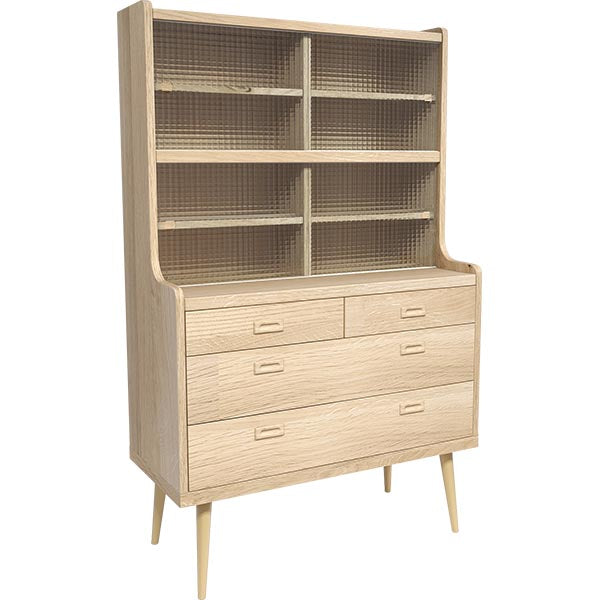 ナチュラルキャビネット 実用的インテリア｜aster 900HGガラスチェスト