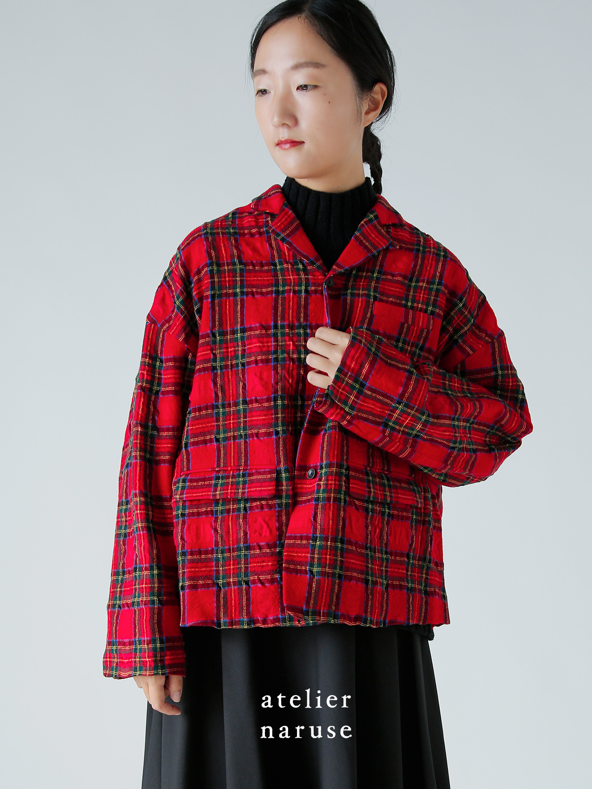 アトリエgg アトリエジジ タータンチェック ダウンベスト 3号 アトリエ