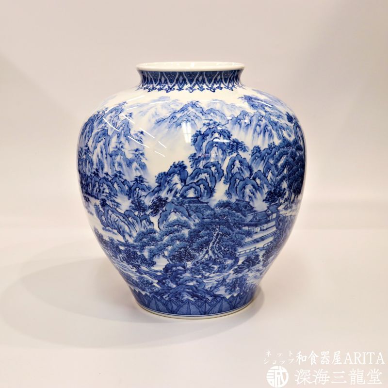 年末値下げ！希少！肥前有田 金作製 花瓶 名工 大正時代 時代物染付