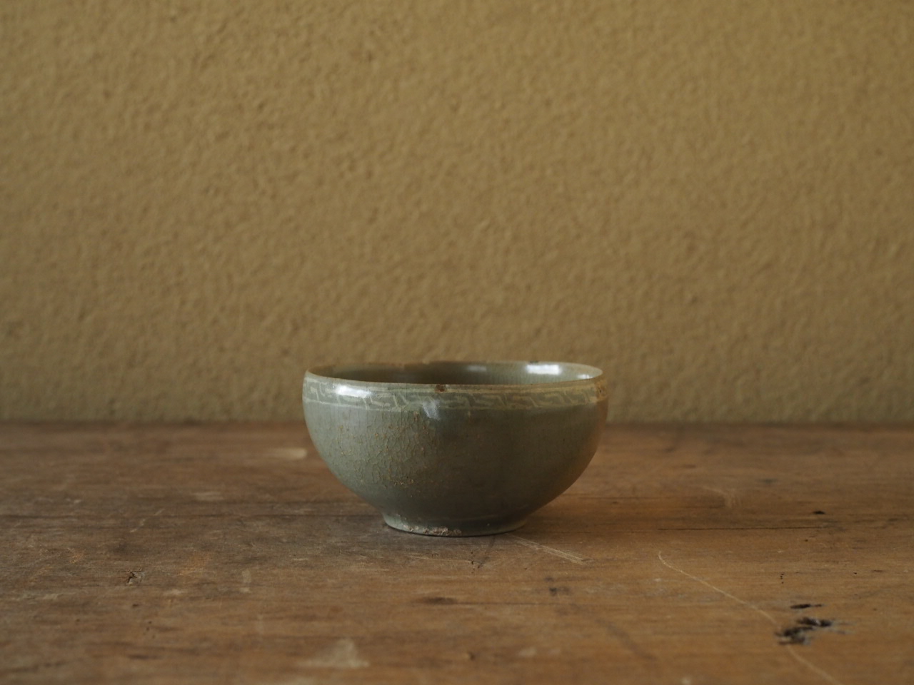 高麗青磁 白象嵌 盃 三島盃 14世紀頃 酒器 ぐい呑み 古美術 古道具