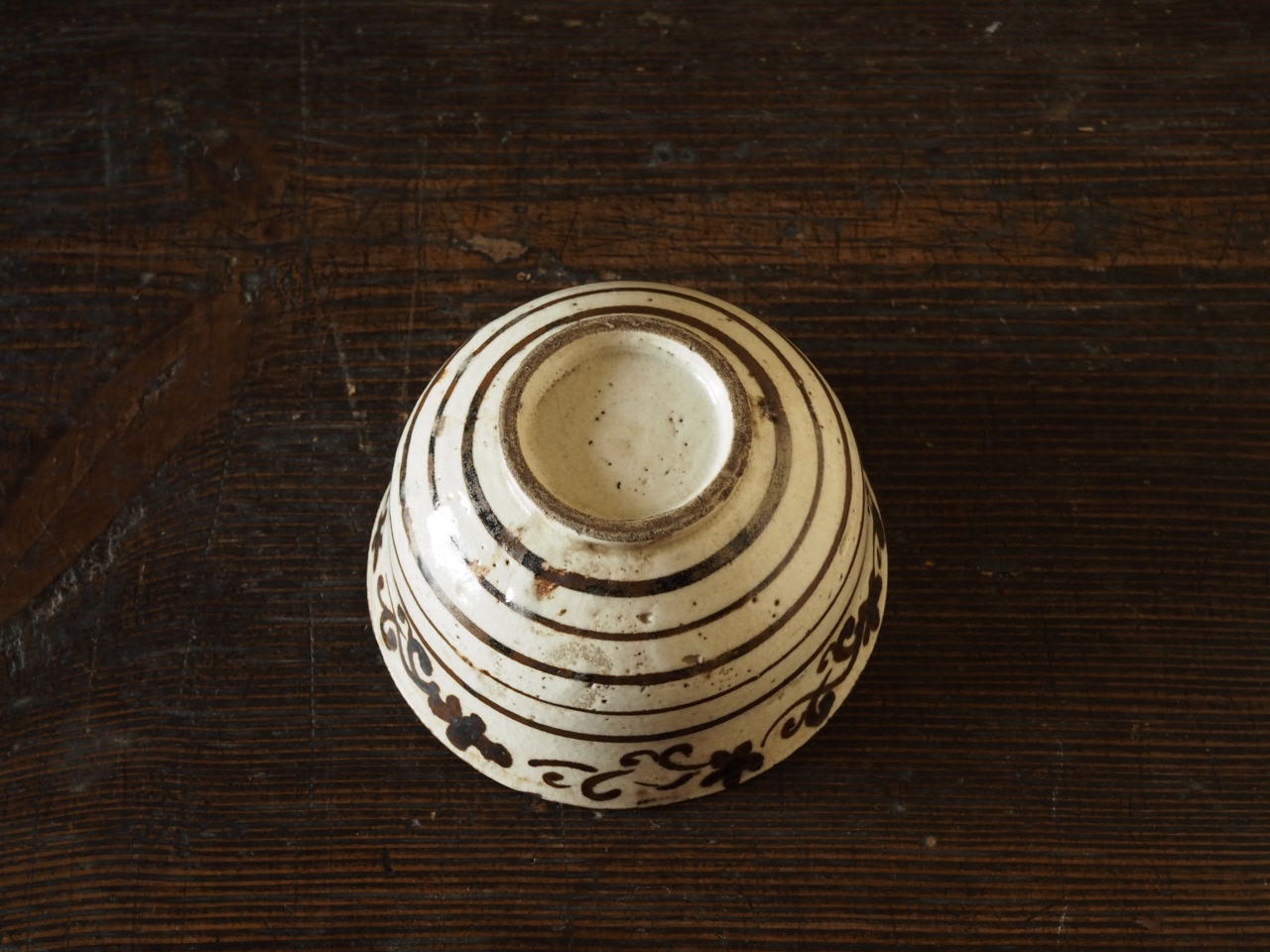 絵瀬戸 大盃 小碗 No.1 再興織部 古道具 アンティーク 古美術 絵瀬戸