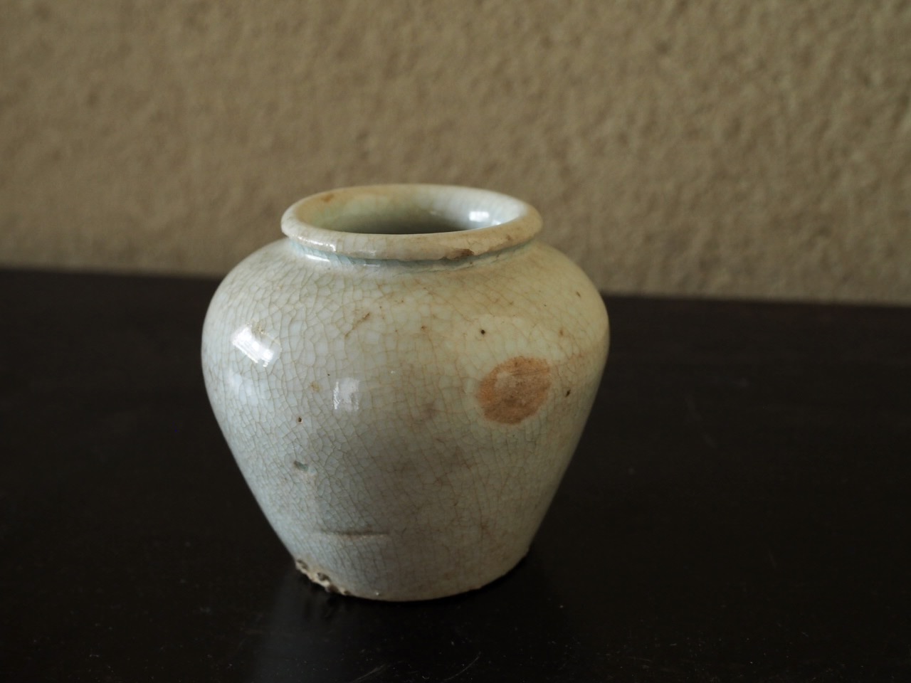 壷□李朝 小壺 白釉 水滴 オブジェ アンティーク 白釉 古玩 時代物