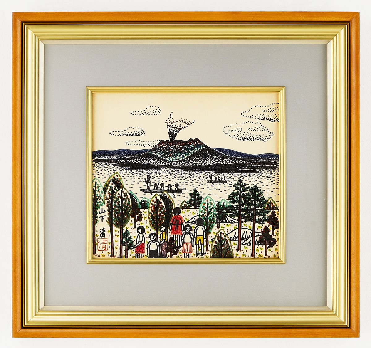 絵画 油彩 山下清「風景」サイン F6サイズ 額装済み 肉筆手描き 絵画