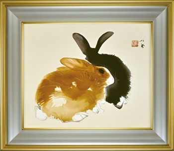 竹内栖鳳『 兎（額装）』 | 木版画 | 日経アート