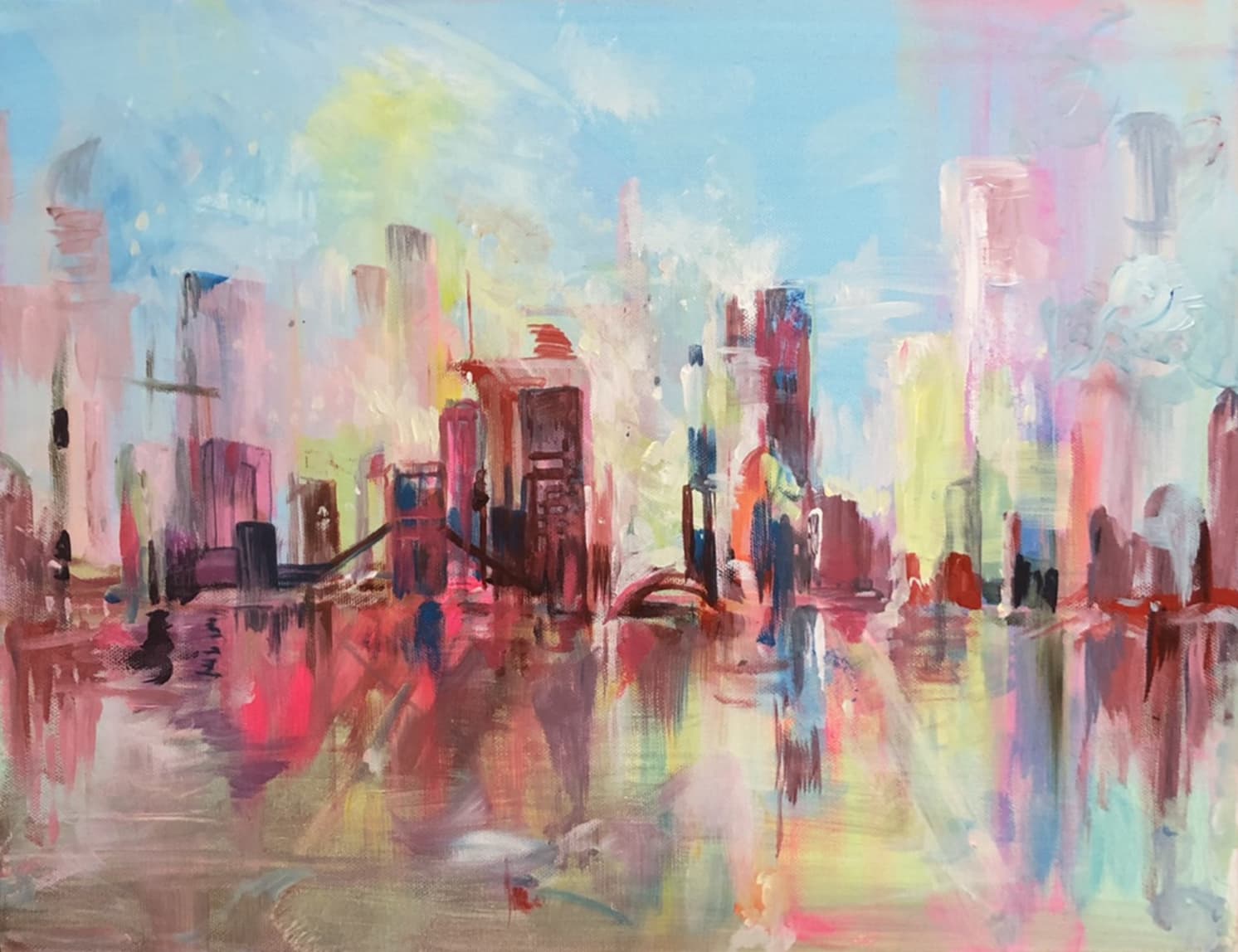 アクリルペイント抽象画 原画 acrylic abstract painting 抽象画 ビル