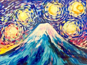 立体絵画の「ゴッホの叫び」 ゴッホの絵 YOKOHAMA ゴッホ 富士山 Fuji