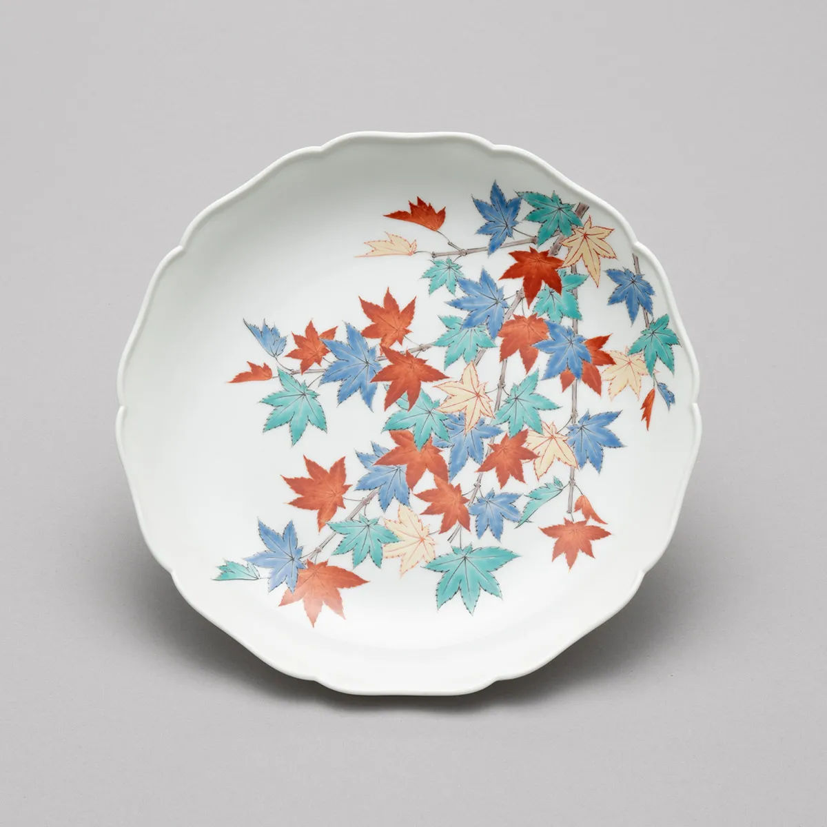 江戸中期(文化年)柿右衛門色絵『菊寿祥瑞文』菊型向付/皿(五客)濁手