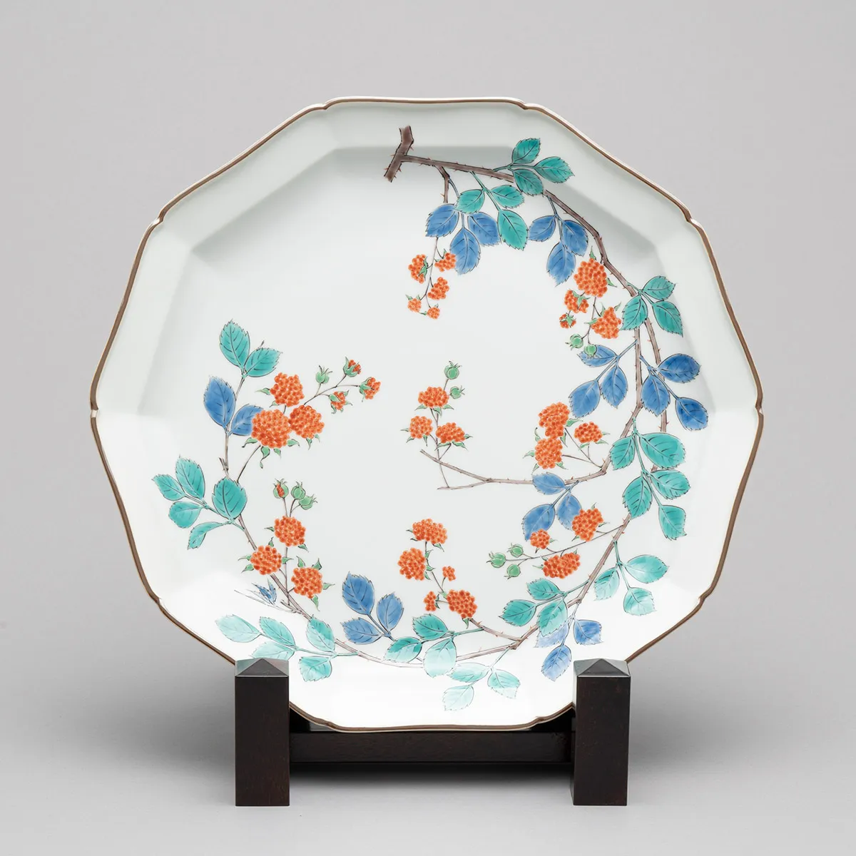 umi 14代柿右衛門 濁手苺花文皿 錦蓼文マグカップ 二点 十四代柿右衛門