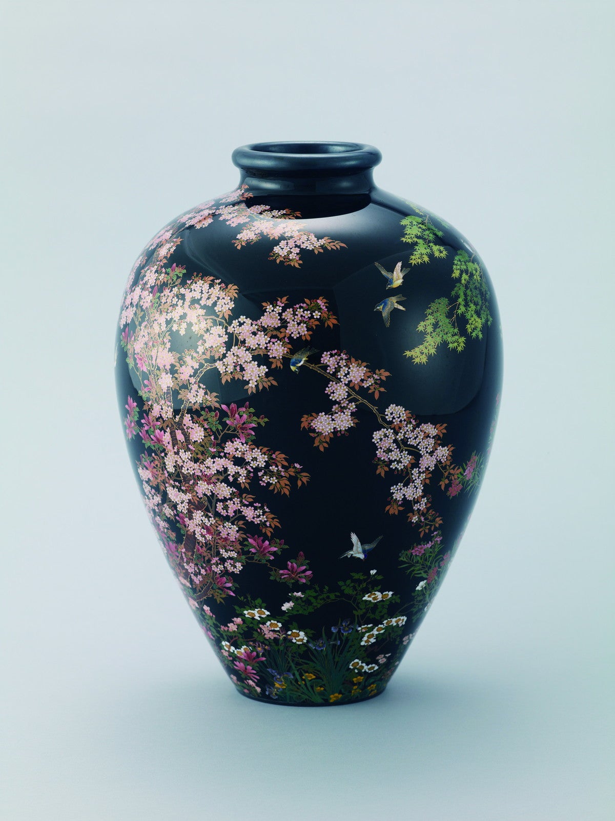 民国時期の最上級 七宝焼牡丹花紋瓶 琺瑯彩花瓶 清末七宝焼き 銅製