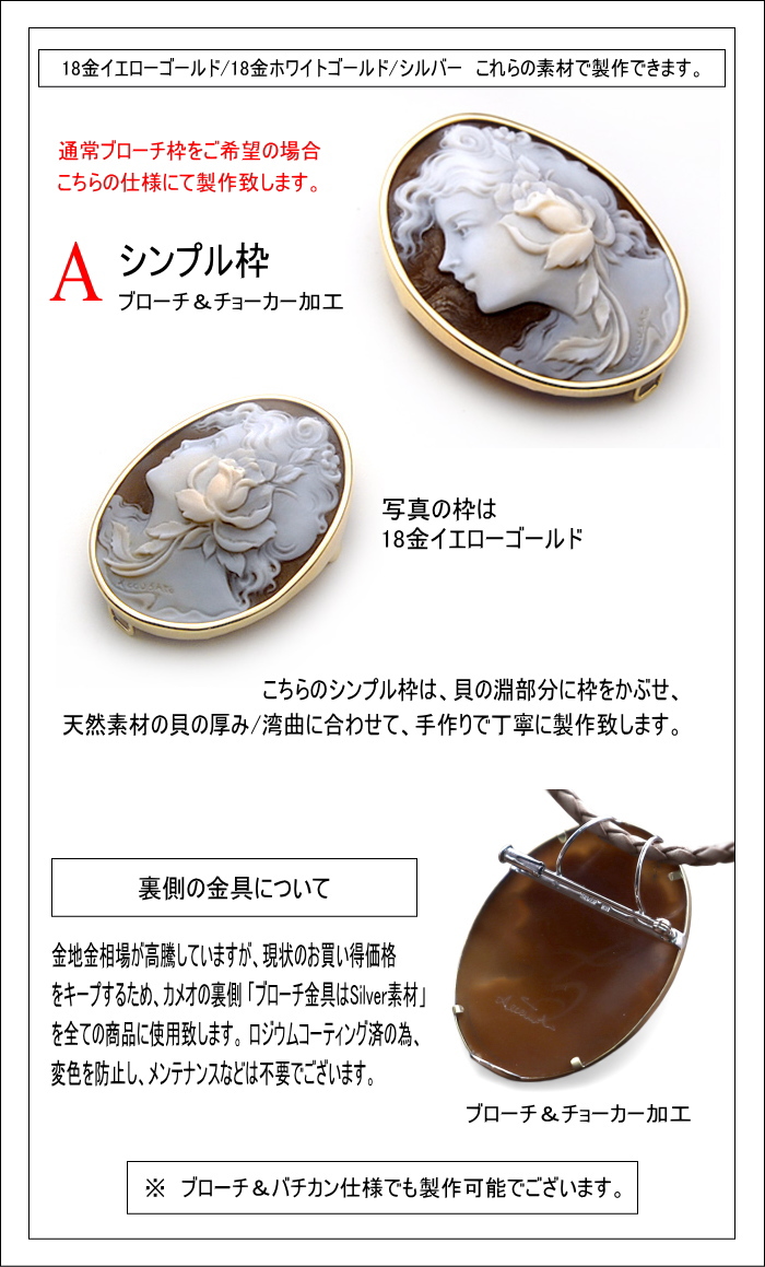 プラチナpm900 枠 K14WGブローチ カメオ パトリシア パルラティ