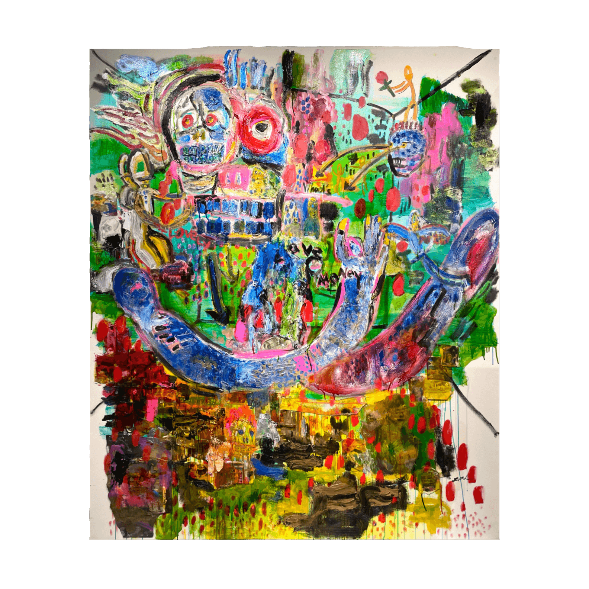 植松眞治「ローマにて」油彩 抽象画 額59×59cm 真作保証 送込 植松眞治