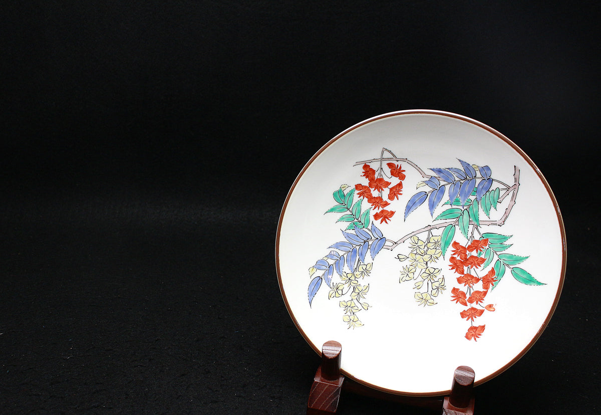 25796 人間国宝 14代酒井田柿右衛門 濁手藤花文皿 – アート飛田