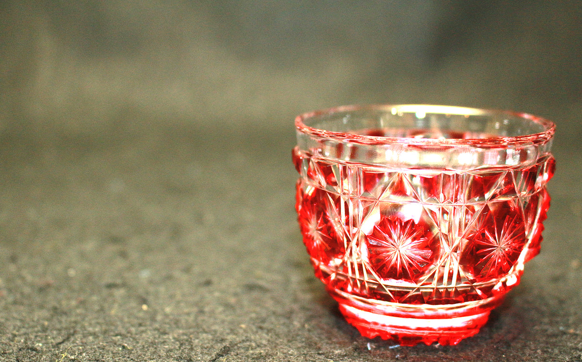 未使用 尚古集成館監修 島津 薩摩切子 色被せガラス 切子 猪口 2個