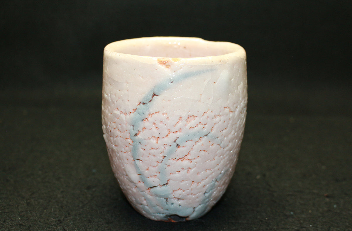 人間国宝 佐々木象堂、染付湯呑み共箱 (まの山焼/希少品） 人間国宝