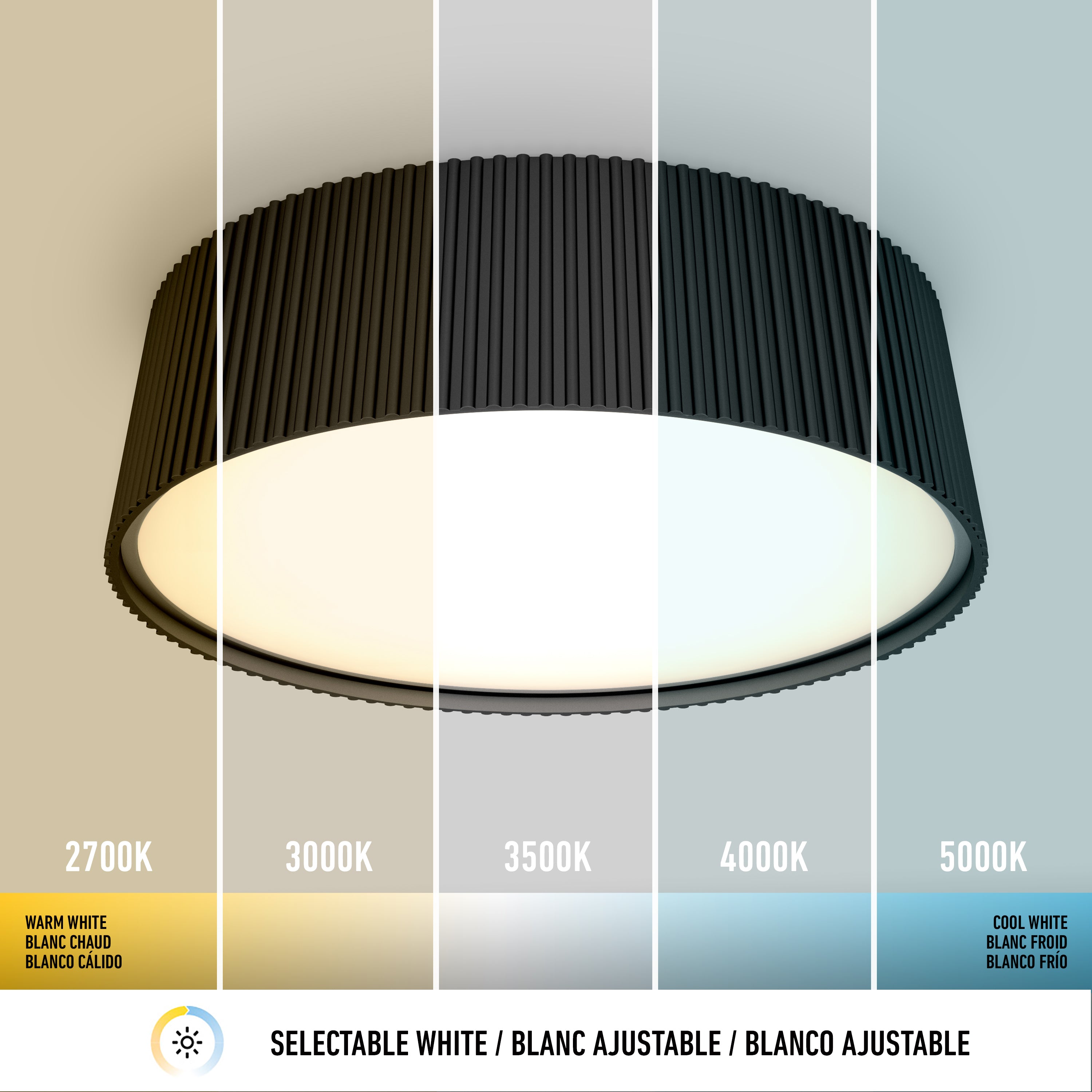 Groove 13 in. LED Flush Mount Light 5 CCT black | Artika