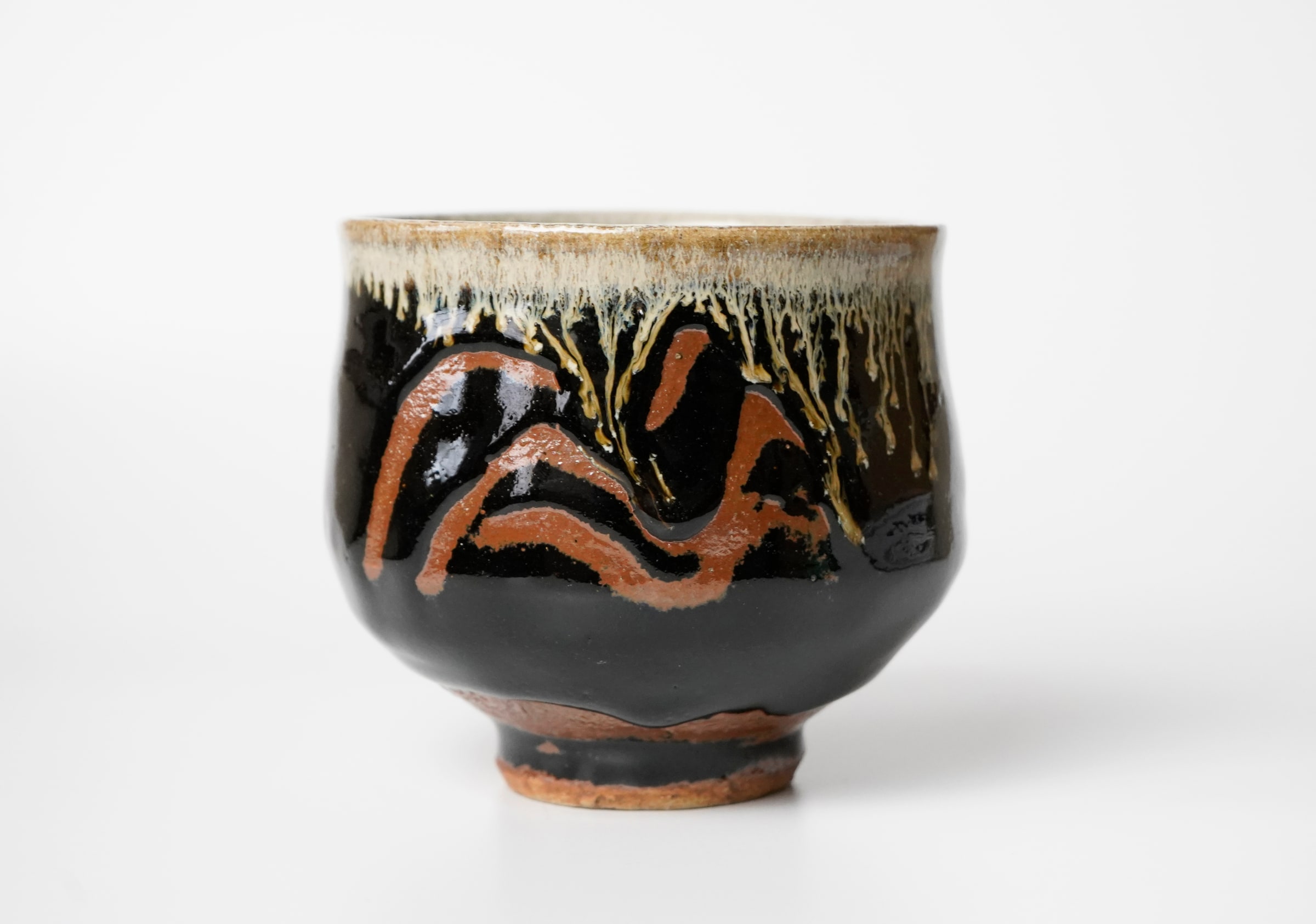 Hamada Shoji 濱田庄司, Black Glazed Teabowl with Finger Mark 黒釉