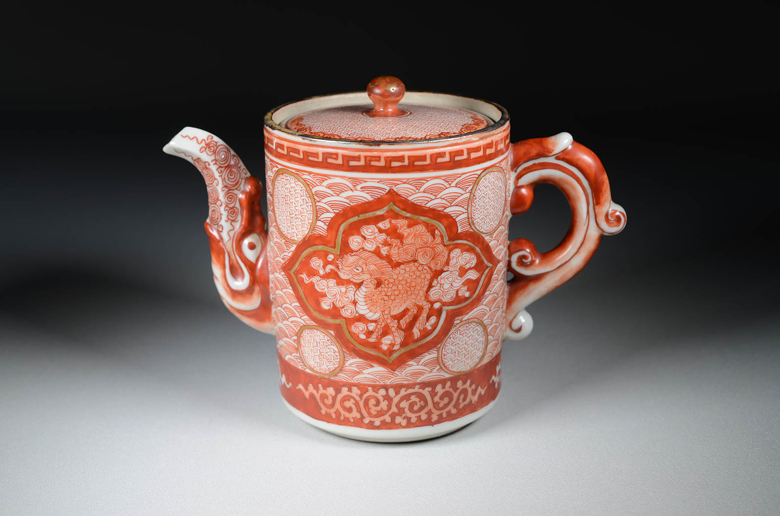 古九谷九谷焼赤絵飯田屋宮本窯龍の図旭山浅井一毫1客