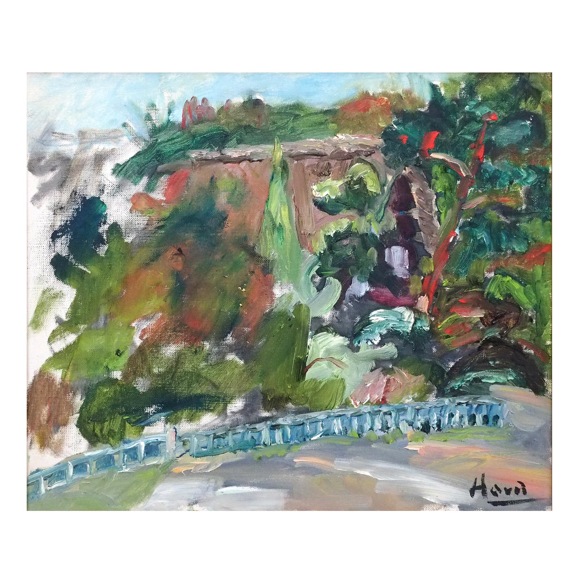 原精一スペイン イビザ風景油彩画