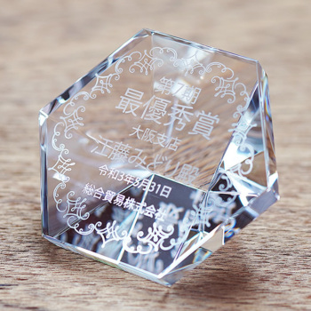 クリスタルペーパーウェイト ヘキサゴン ガラスアートギフト アトリエ