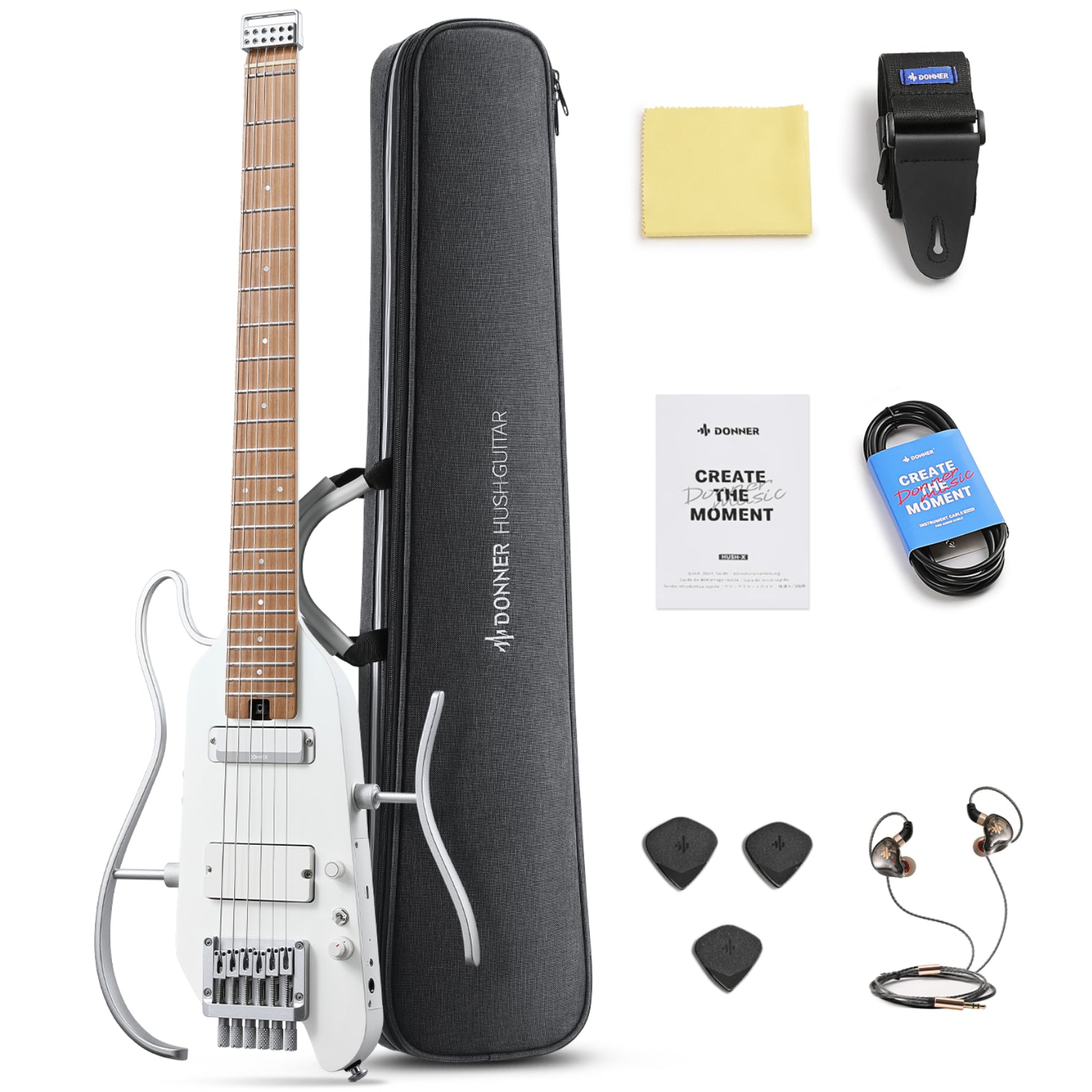 HUSH X PRO Silent Headless Electric Guitar with Amp Mode– Donner