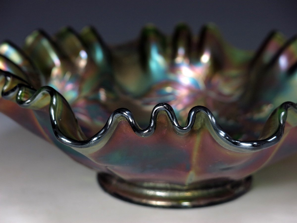 Carnival Glass カーニバルガラス ボール オーロラ パープル