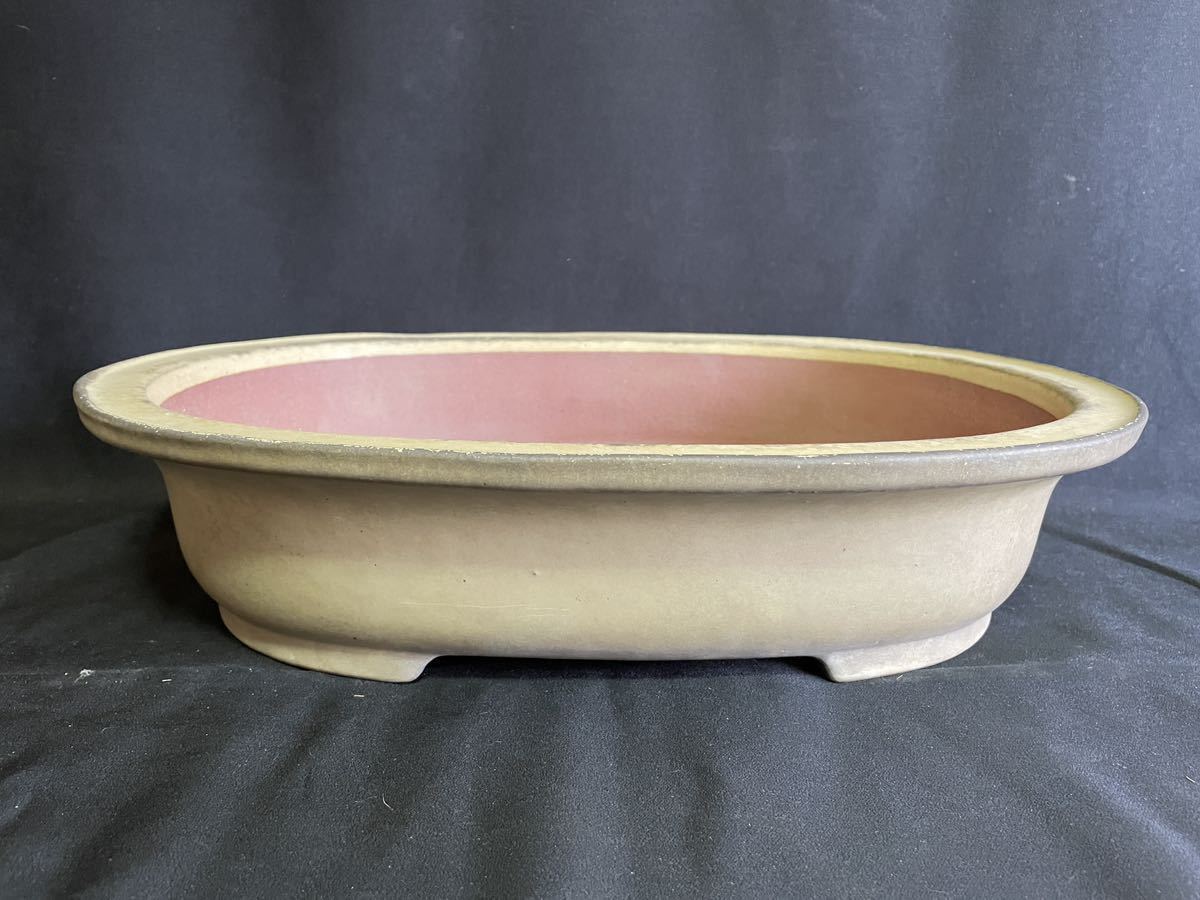 斉田三峰 盆栽鉢 31.4cm 時代乗り最高 素晴らしい土目 古色 黒松などに