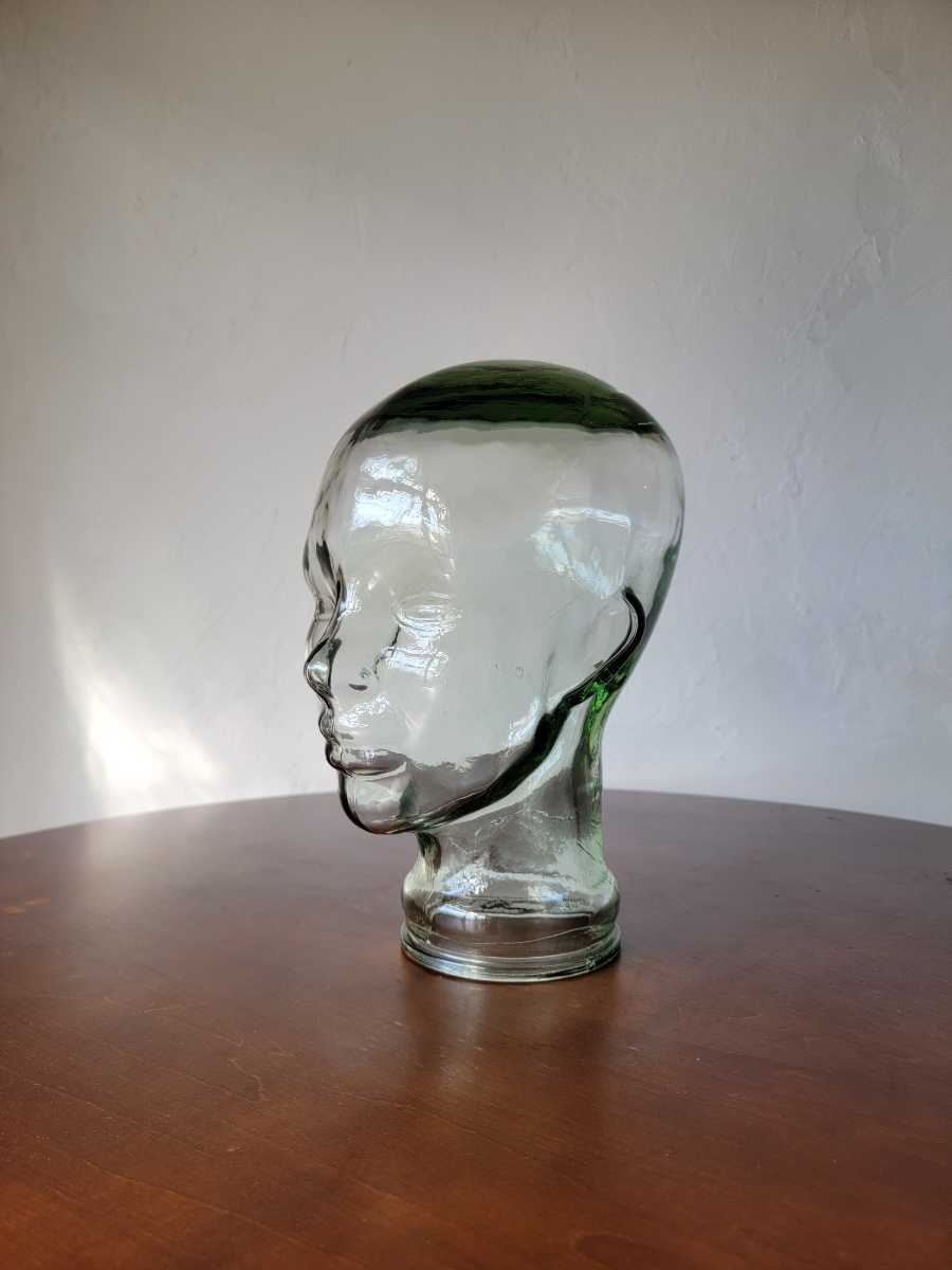透明ガラス製頭部オブジェ マネキン トルソー 透明ガラス製頭部