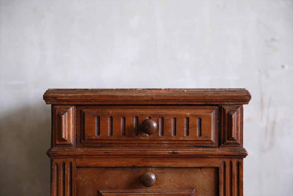 フランスアンティーク大理石キャビネット/ナイトテーブル机/飾り棚(86