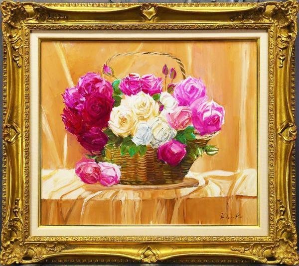 中島裕子作品油絵薔薇フラワーアンティーク調 最終値下げ 中島絹子