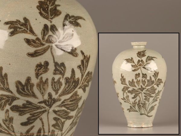 古美術 朝鮮古陶磁器 高麗青磁 梅瓶 時代物 極上品 初だし品 C3090