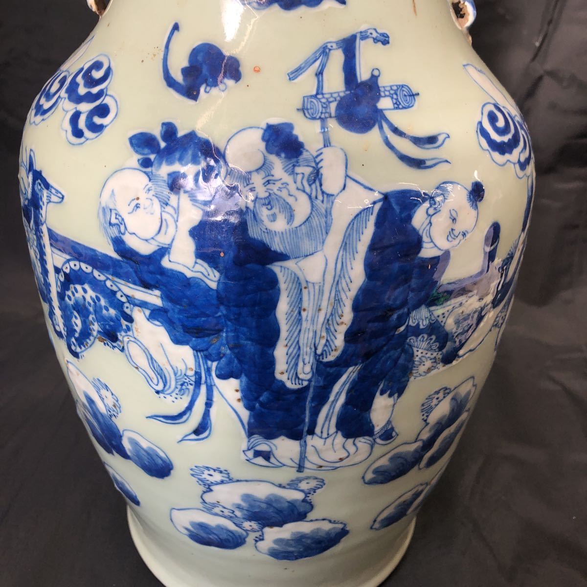 K14 中国美術？ 壺 花瓶 花器 大壺 直径21cm 高さ43cm