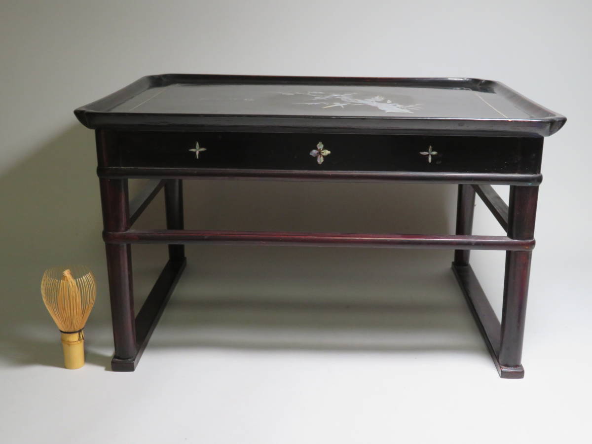 李朝/高麗 特集出品】李朝螺鈿梅竹文小盤(ソバン/soban) 大き