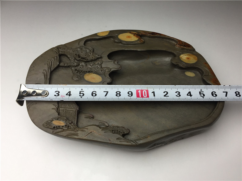 天然石 硯 石眼 梅花坑 端渓硯 / 水巌 端渓老坑羅漢硯 紅