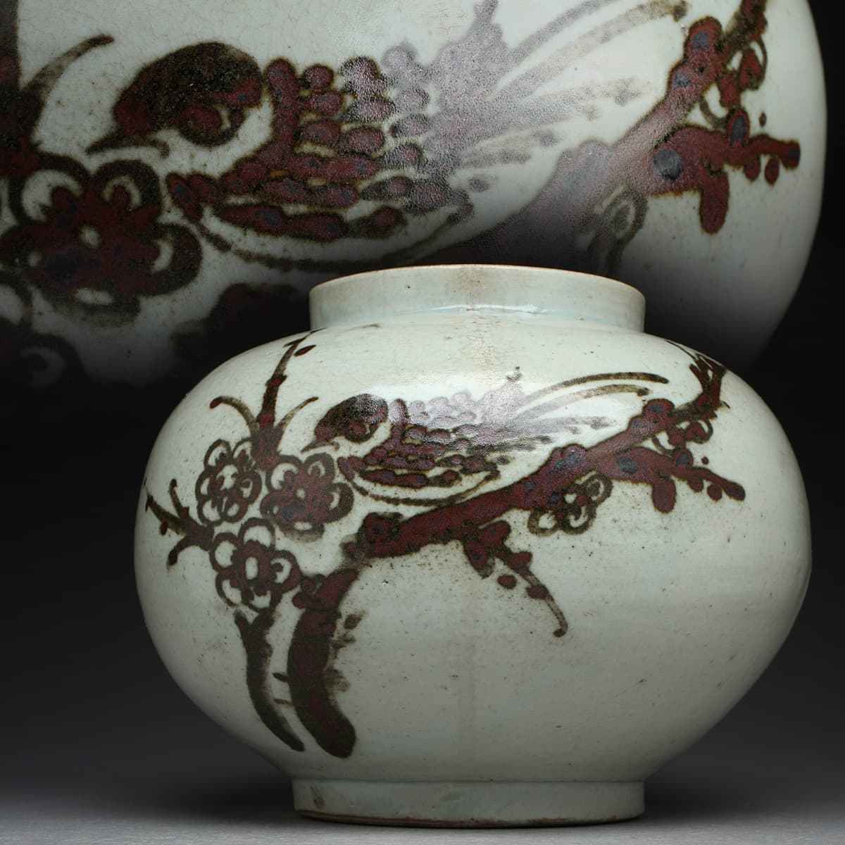 李朝鉄絵竹文花瓶 李朝期