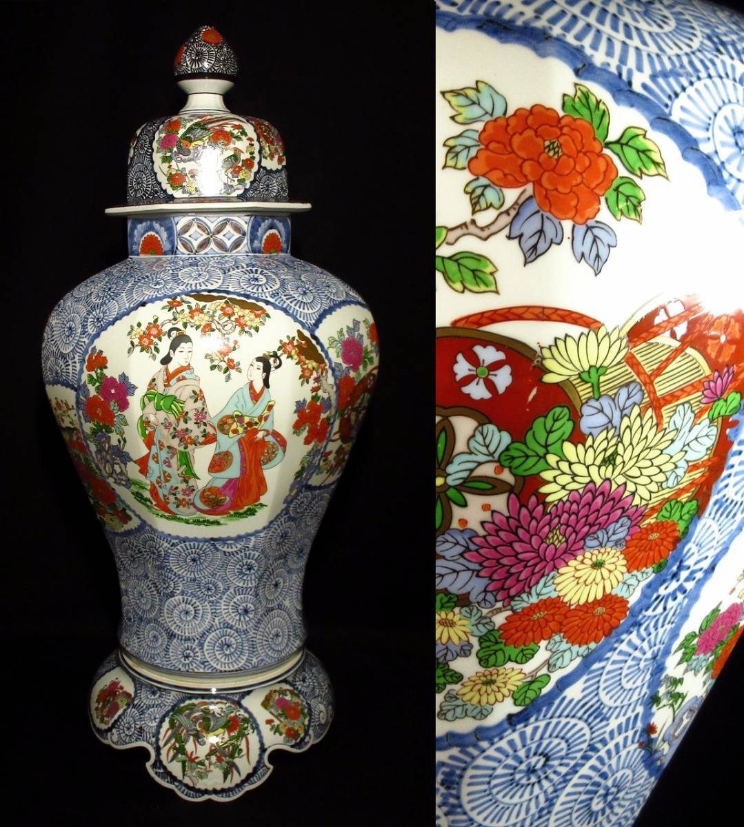 古伊万里色絵沈香壺江戸期保証