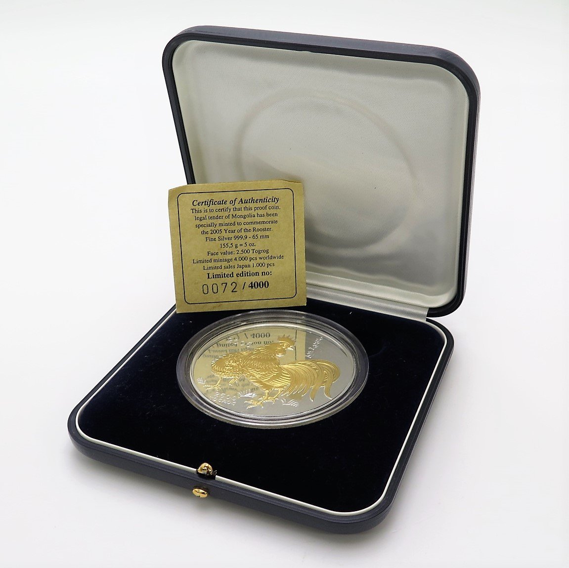 モンゴル 2005年 2500トゥグルグ 銀貨 トリ 5オンス 純銀 モンゴル