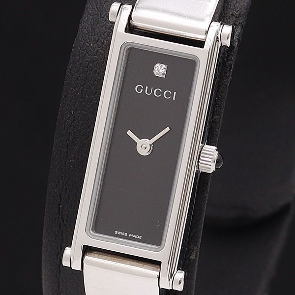 1円 稼働 良品 グッチ 1500L 1PD 黒文字盤 スイス製 QZ レディース