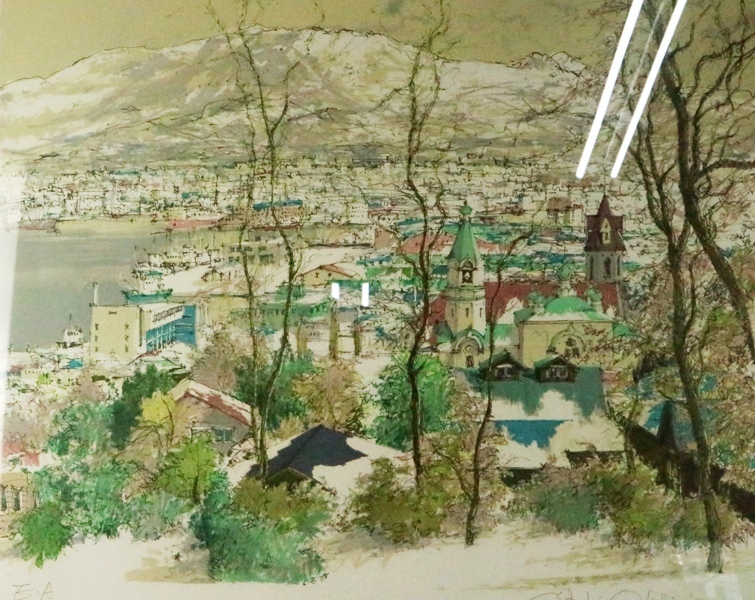 小田切 訓 リトグラフ 白い函館 小田切訓 （おだぎりさとし）「白い