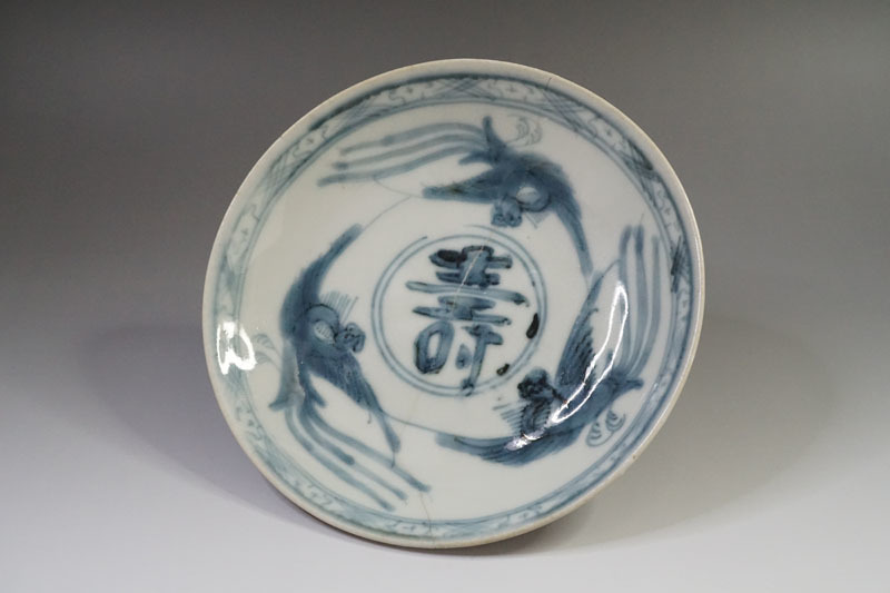 明時代 大皿 中国古美術 花鳥 青花