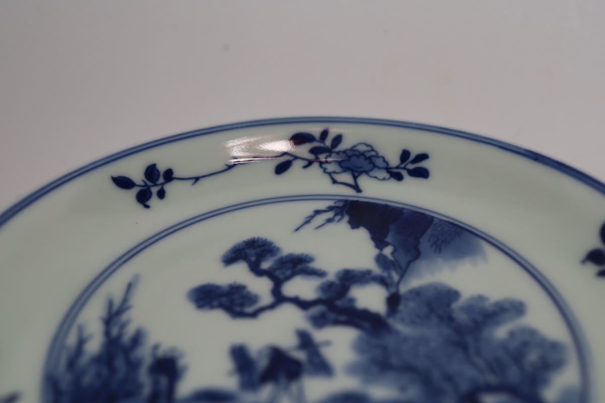 新渡染付花の図皿5客 清時代 唐物 中国美術 新渡染付花の図皿5客 清