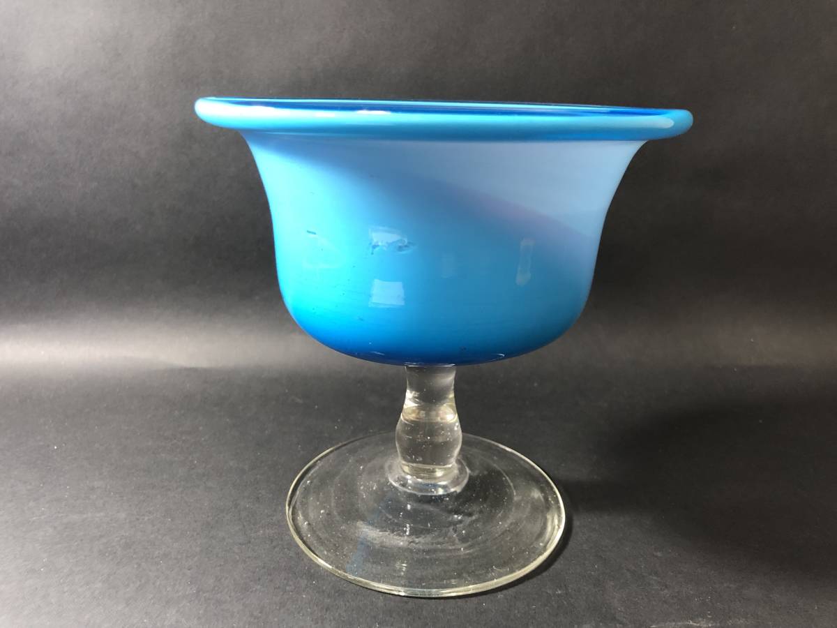 輪花縁乳白ぼかし氷コップ 大正ガラス 時代ガラス 昭和レトロ 吹き