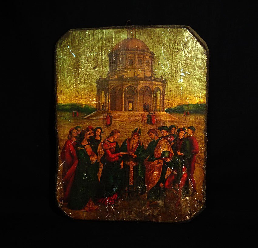 緑屋kt□ 時代物 キリスト教 イコン画 宗教画 板絵 i9/8-6280/