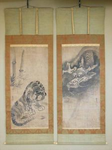 李朝 水墨画 虎の掛け軸 李朝 水墨画 虎の掛け軸 2025年最新】虎 掛軸