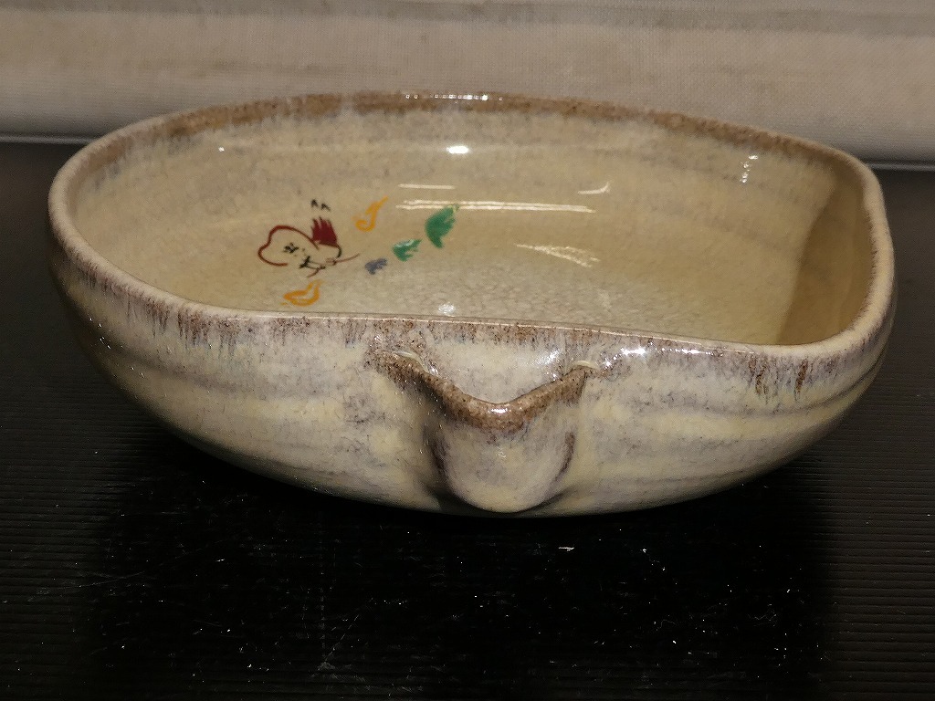 大塩正人 花入 奈良絵 赤膚焼 14cm 正人作 お茶道具 華道 花器 花瓶