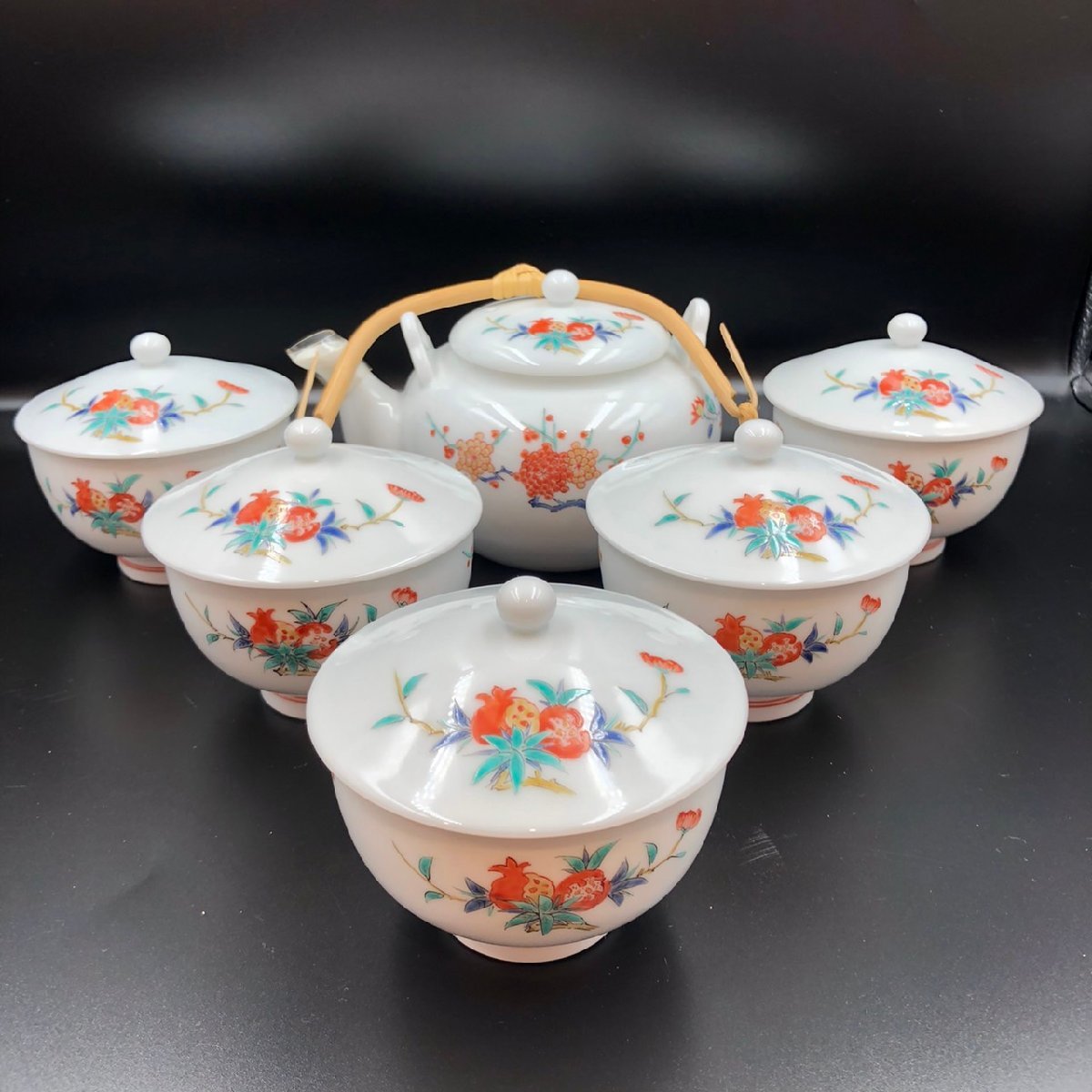 十四代酒井田柿右衛門】作 染錦柿文湯呑 5客