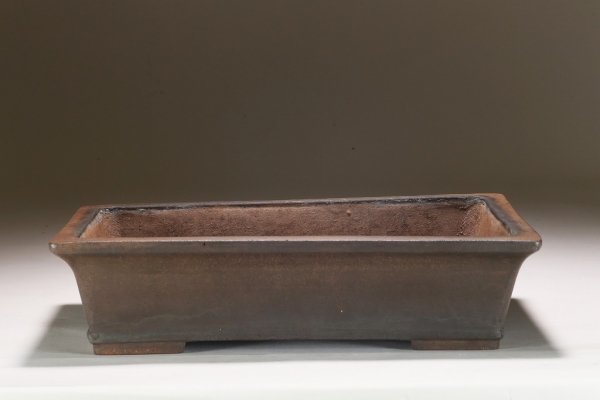 雨竹亭] 中渡紫泥外縁楕円樹鉢 中国古盆 宜興紫砂 [雨